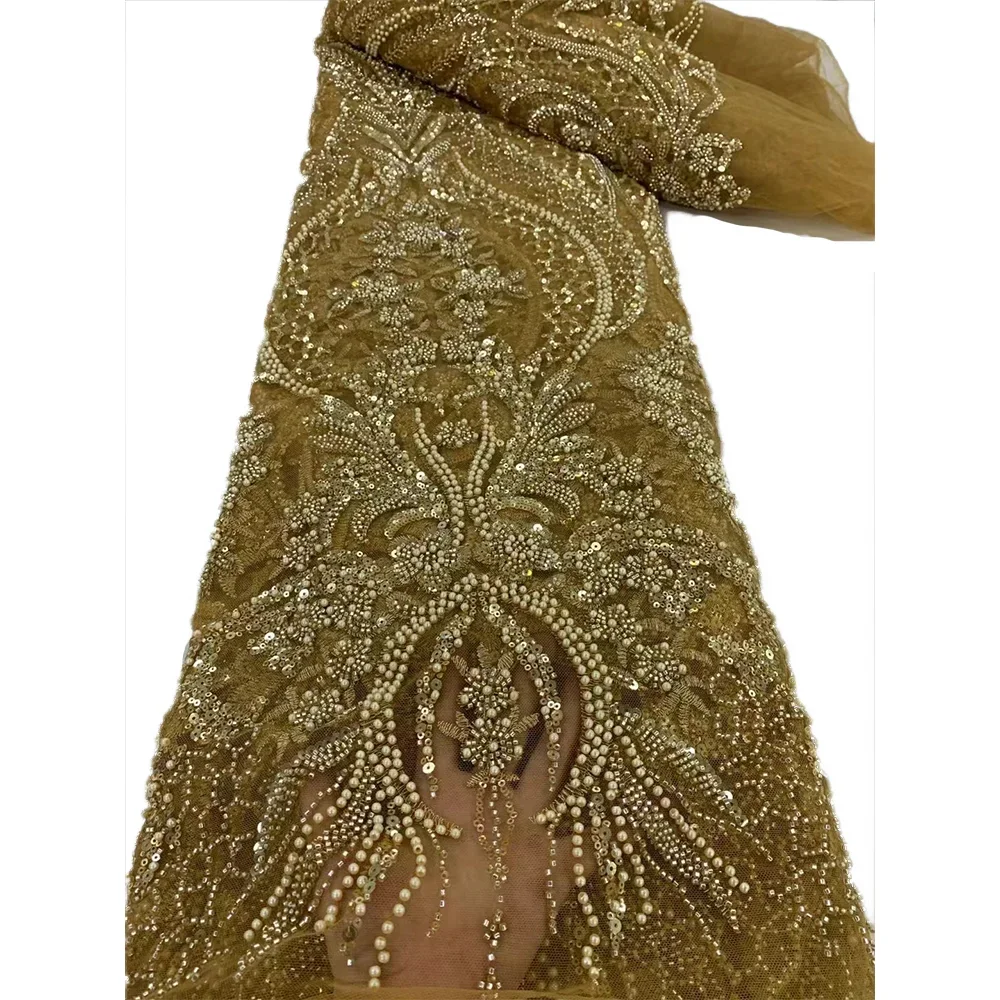 Tessuto africano del pizzo con paillettes in rilievo ricamo sposo nigeriano da sposa tessuto di pizzo francese di tulle di alta qualità per la festa nuziale