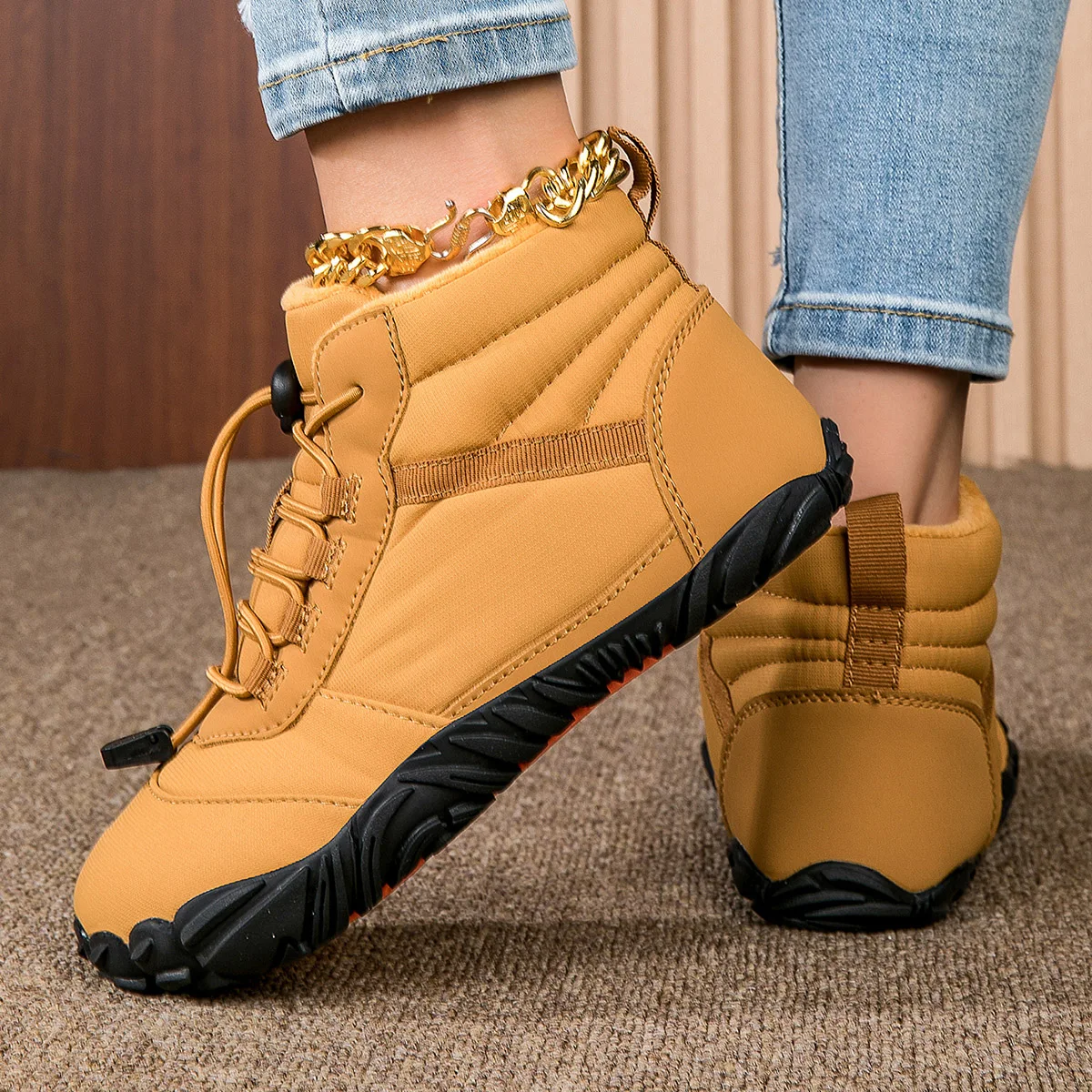 

Men's snow boots, outdoor suitable for cold weather, snow, durable and warm winter hiking shoes, suitable for daily wear and out