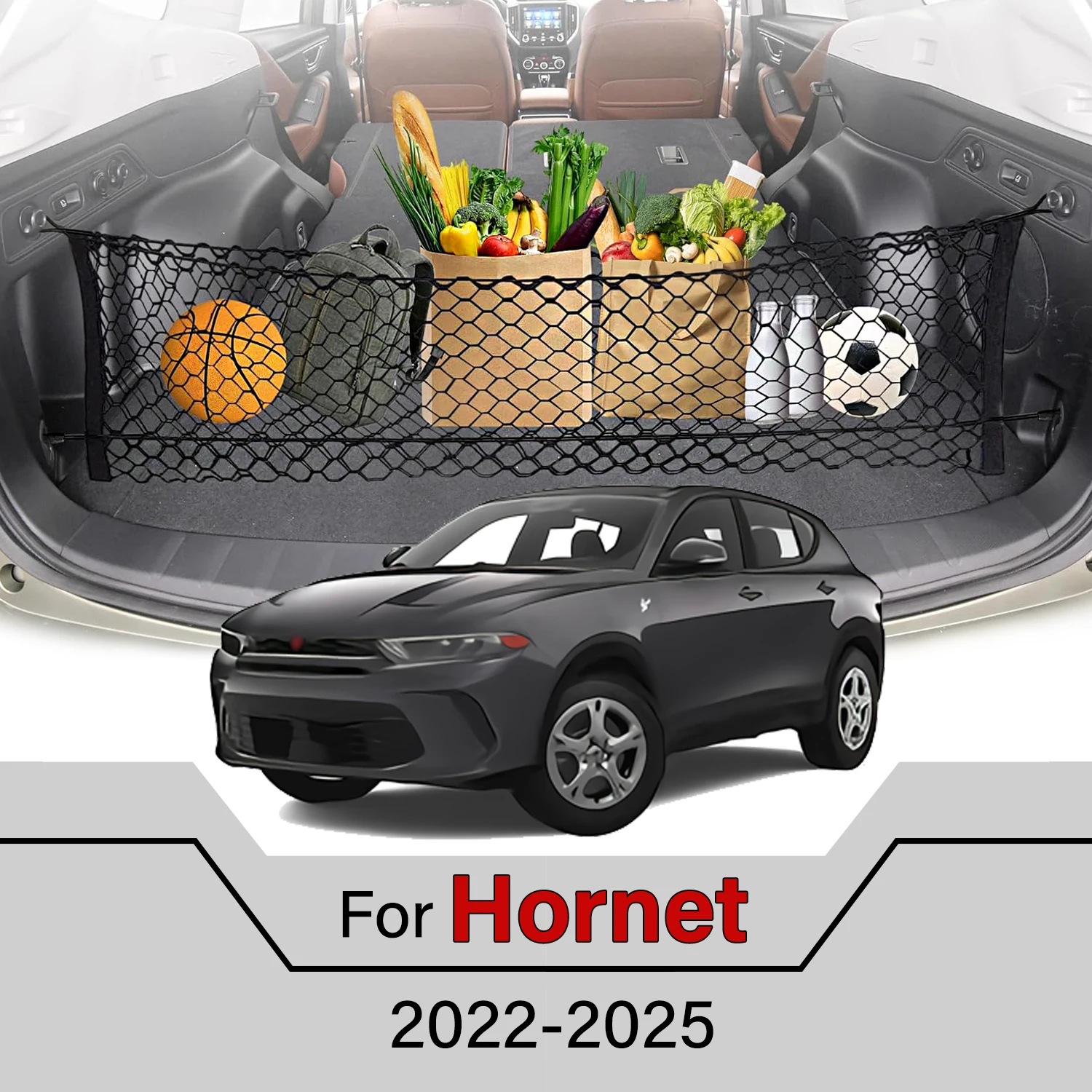 

Car Cargo Net Stretchable,Car Gadgets, Adjustable Elastic Trunk Storage Net with Hook for Dodge Hornet 2022-2025