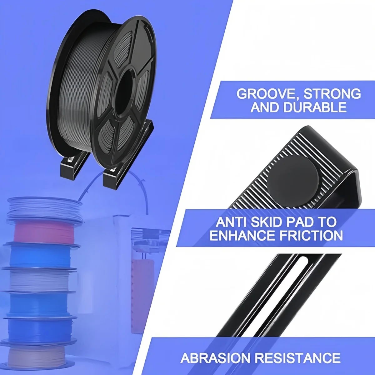 

1Pair Black 3D Printer Filament Spool Holder and gift two Filament cleaners,for PLA/PETG/ABS 3D Printing Materials