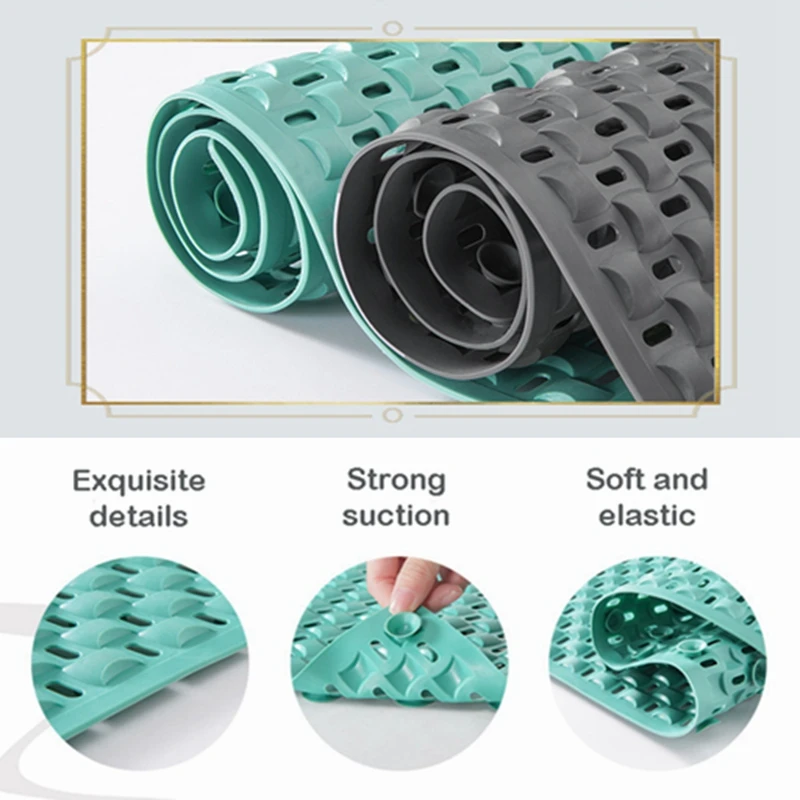 Non Slip Bathtub Mat, Soft TPE Shower Mat, Strong Suction Cups, Drain Holes, Odorless, Machine Washable Bath Tub Mat for Hotel