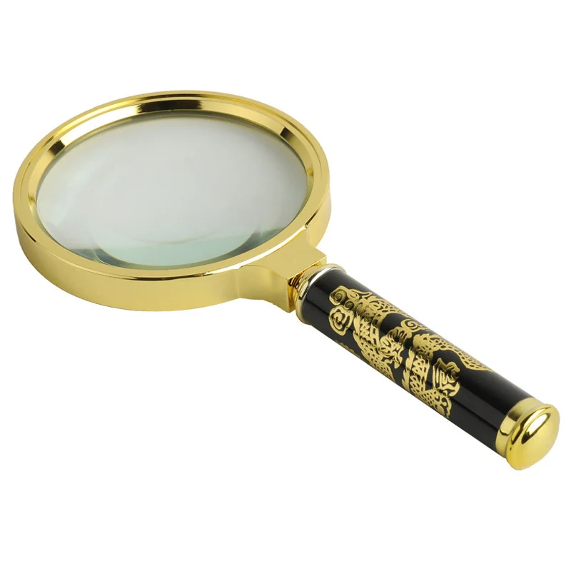 

5X Magnifying Glass Golden Dragon Handle Magnifier Mini Pocket Handheld Microscope Reading Jewelry Loupe Magnifiers