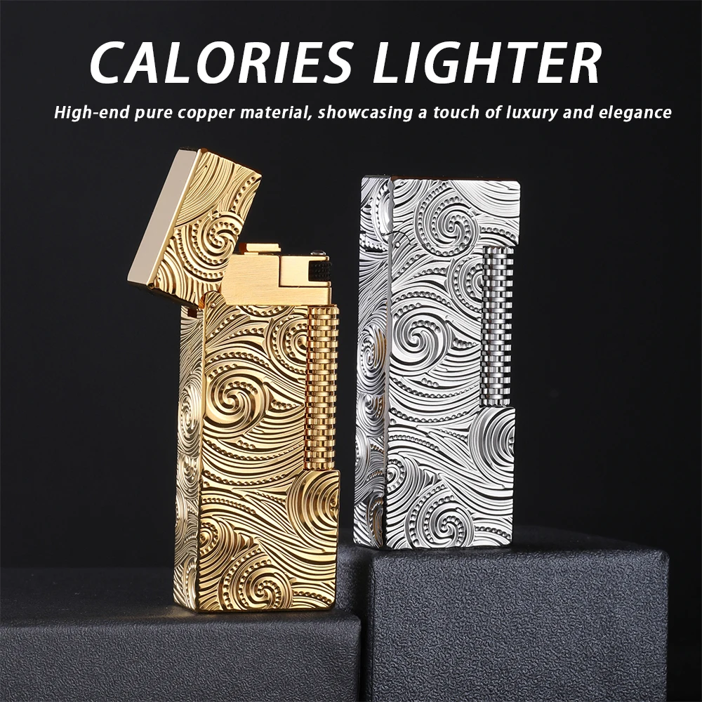 

Luxury Hand Carved Pure Copper Lighter with Rotating Star Shaped Side Sliding Ignition for Couples Gift Suitable