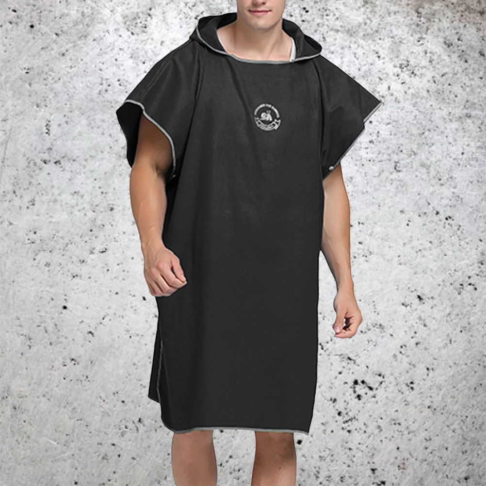 Jubah Pantai Mikrofiber Ringan Warna Hitam, Cepat Kering, Portabel, Handuk Mandi Privasi, Jubah Mandi, Handuk Pantai