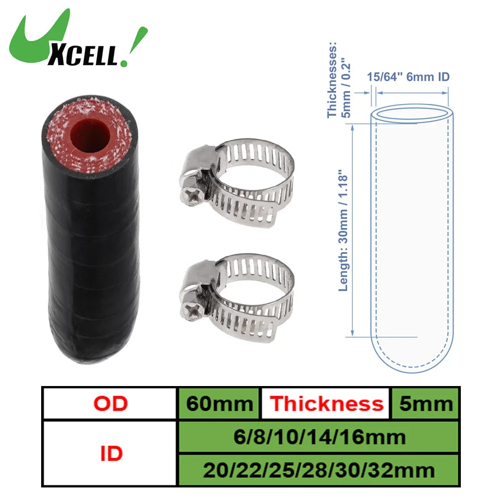 

UXCELL 6mm/8mm/10mm/14mm/16mm/20mm/22mm/25mm/28mm/30mm/32mm ID 30mm OD Silicone Rubber Hose End Cap 4-ply Polyester Engine Parts