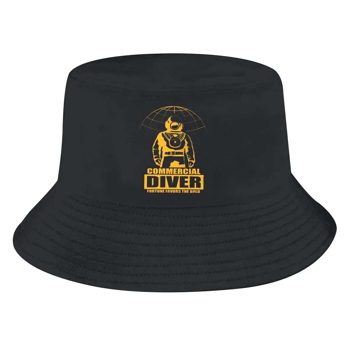 Commercial Diver Yellow Unisex Bucket Hats Dive Scuba Diving Hip Hop Fishing Sun Cap Fashion Style Designed