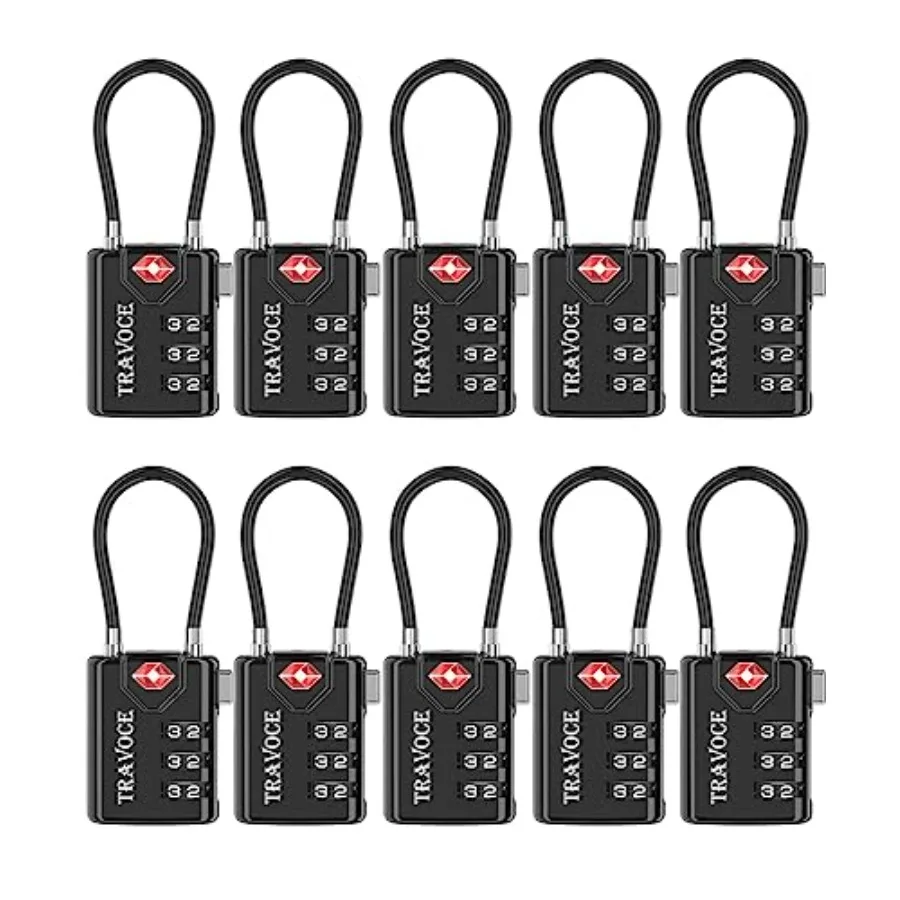

Замки для багажа, одобренные TSA, дорожные замки, которые также работать отлично, как замки для спортзала, замок для ящика для инструментов, рюкзак и черный, 10 шт.