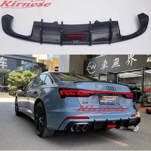아우디 A6 S6 S-라인 C8 2019 2020 2021 2022 2023 탄소 섬유 후면 립 스포일러 고품질 범퍼 디퓨저 자동차 액세서리