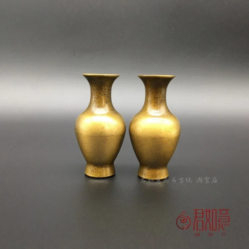

Antique-style Small Vases Pair Brass General Copper Jar Mini Yuanbao Pure Bottle Entrance Copper Ornament