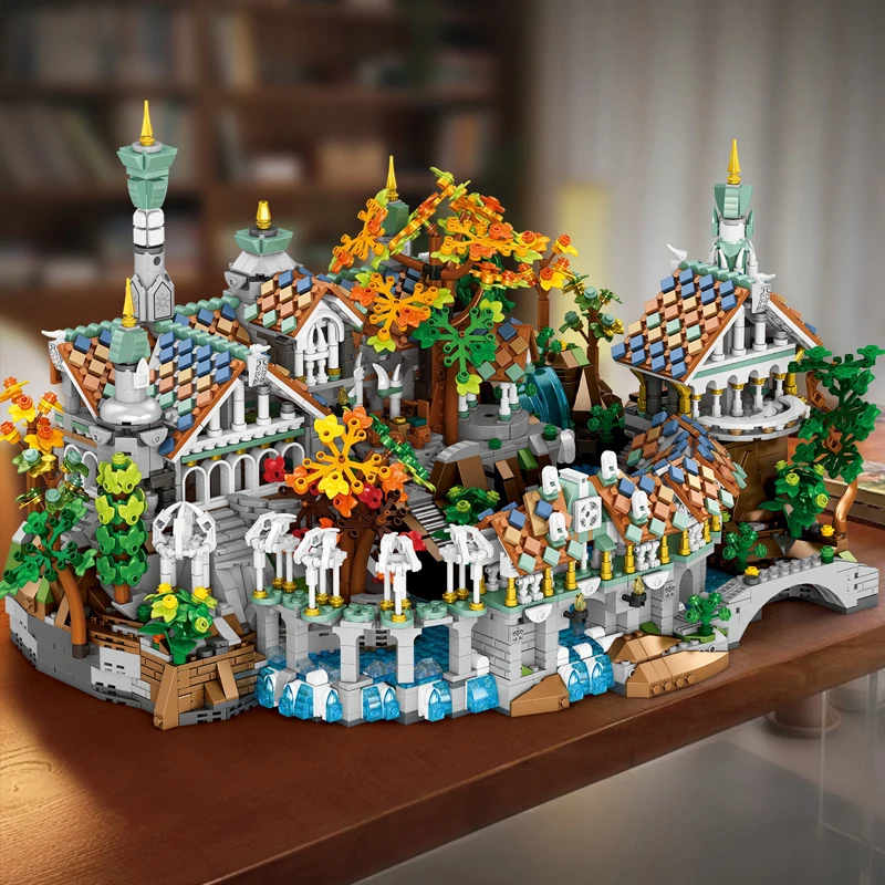 Anillos de película MOC Rivendell, bloques de construcción de jardines medievales, modelo de arquitectura Modular, rompecabezas, juguetes, juego de regalos para niños, 4406 Uds.