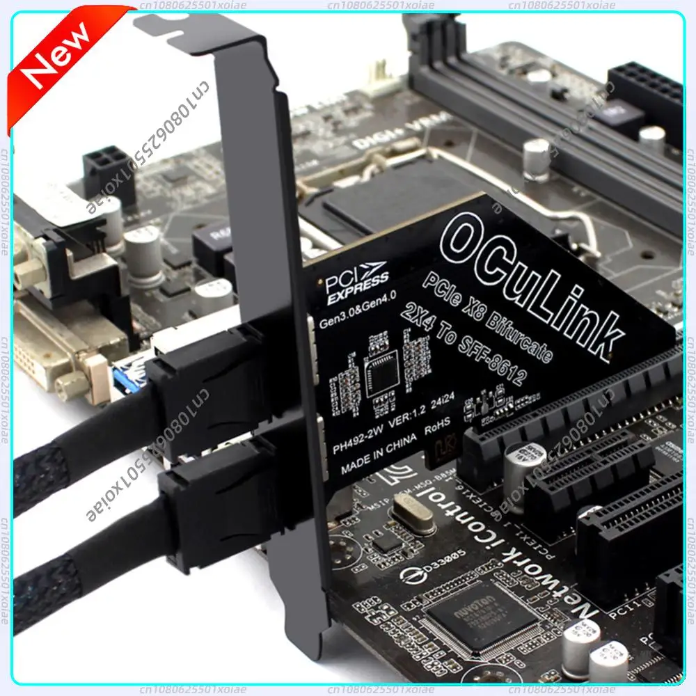 

PCIeX8 To 2 Port Oculink SFF 8611 & 8612 Expansion Adapter Support PCIe 4.0 Convert Card PCIe Oculink Adapter Card for Win/Linux