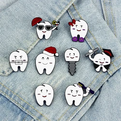 Cute Tooth Collection Enamel Brooch Cartoon Funny Protect Teeth Lapel Pins for Dentist Doctor Cloth Backpack Badge Jewelry Gifts