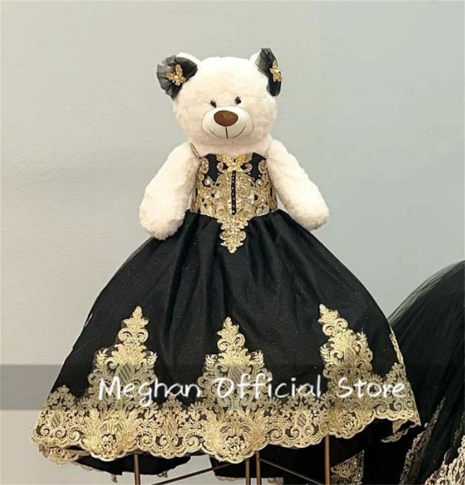 

Cute Black Quinceanera Teddy Bear Dresses Bead Appliques Special Link Personalized Ball Gown Mini Quinceanera Dress Customized