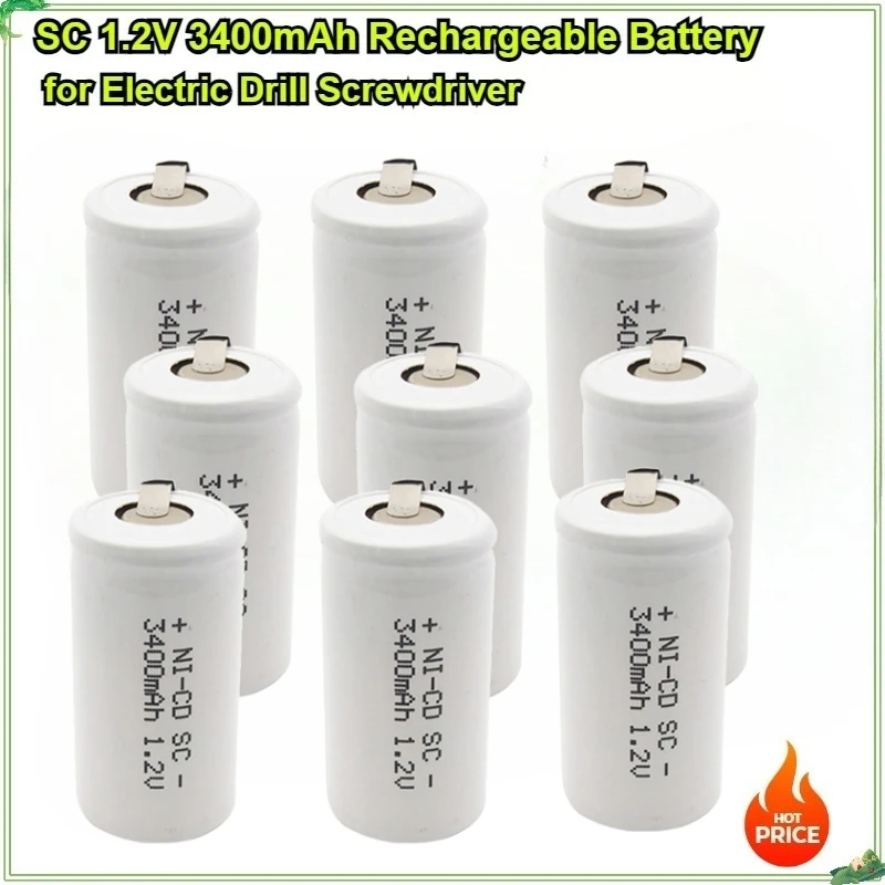 6/10/12/20PCS High Quality SC 1.2V 3400mAh Rechargeable Battery Sub C Batteries for Electric Drill Screwdriver