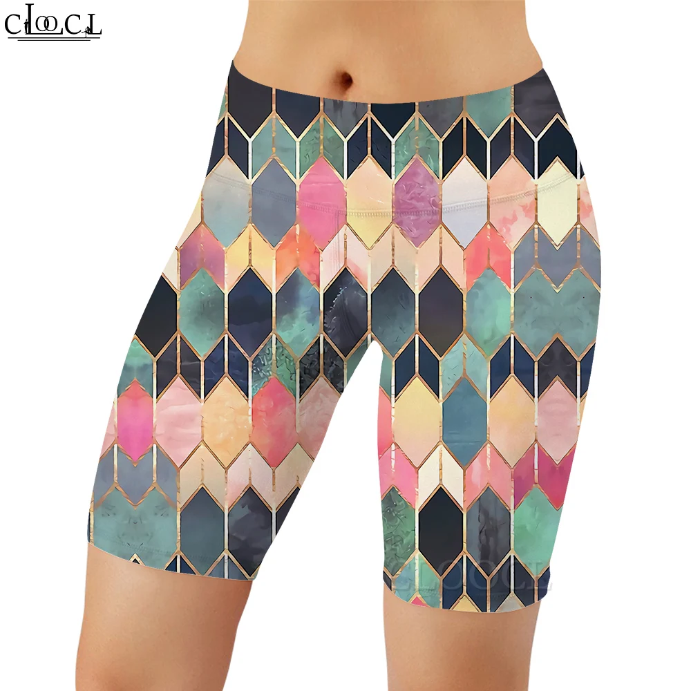 CLOOCL Women Legging Retro Geometric Pattern 3D Printed Shorts Pants for Female High Waist Knee-Length Pants Summer Shorts 2022