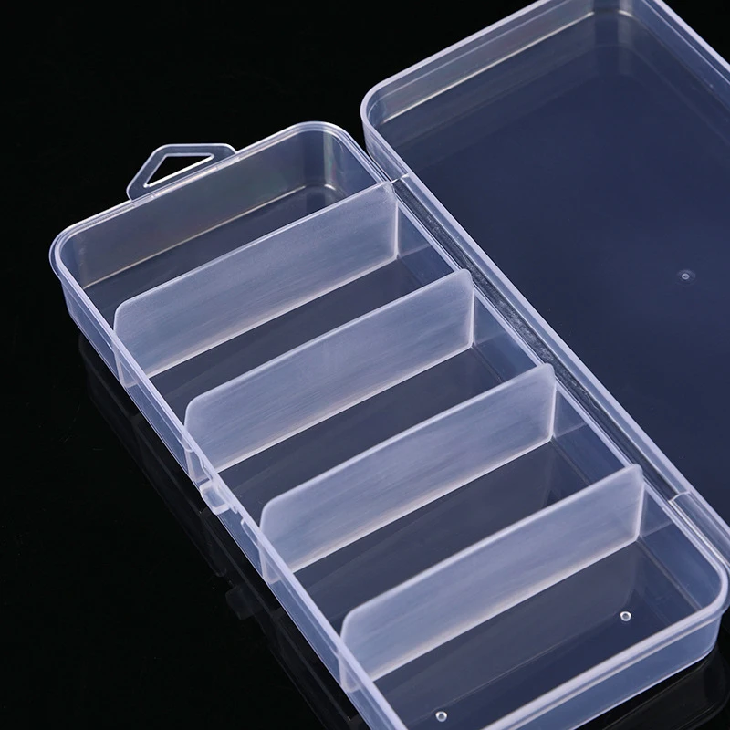 5 Grid Plastic Storage Box With Cover，Transparent Makeup Organizer Bead Fish Hook Hair Clip Sundries Container