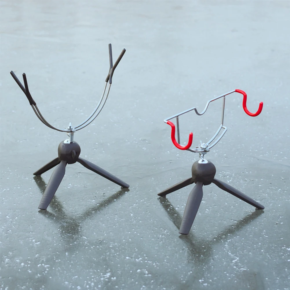 Double-Head Fish Pole Holder Portable Ice Fishing Rod Holder Easily Installation Adjustable Angle for Fishing Gear Winter Sea