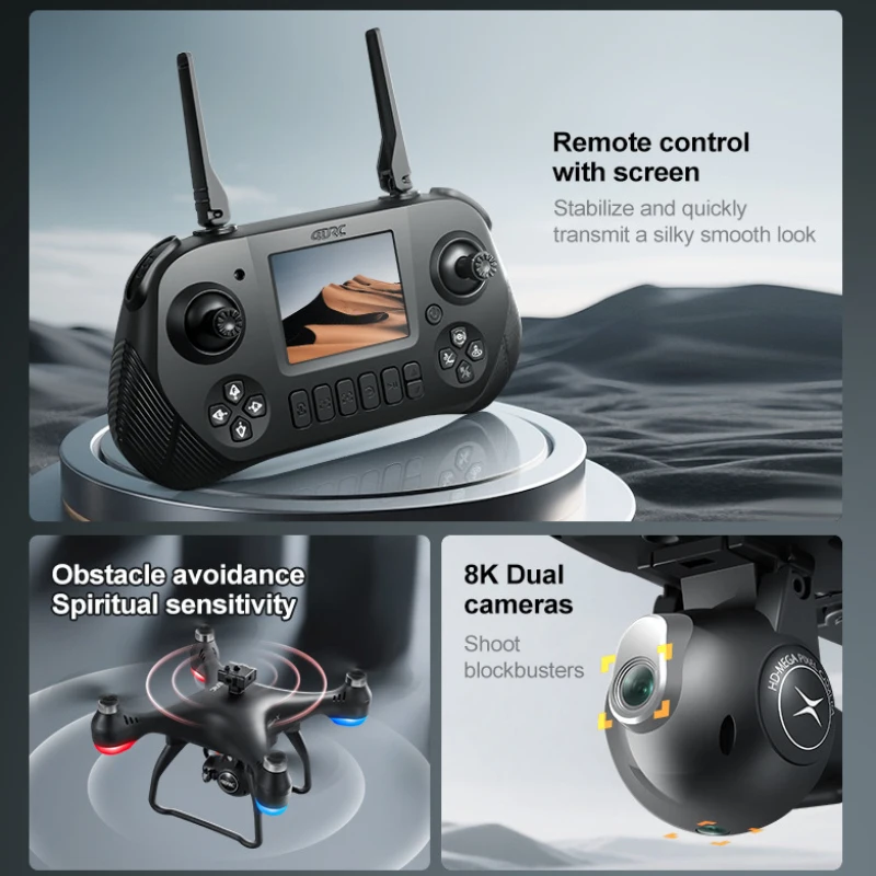 Professional Big Screen 8K ESC Remote Control Quadcopter 2.4G Optical Flow Hover Brushless Obstacle Avoidance WIFI FPV RC Drone
