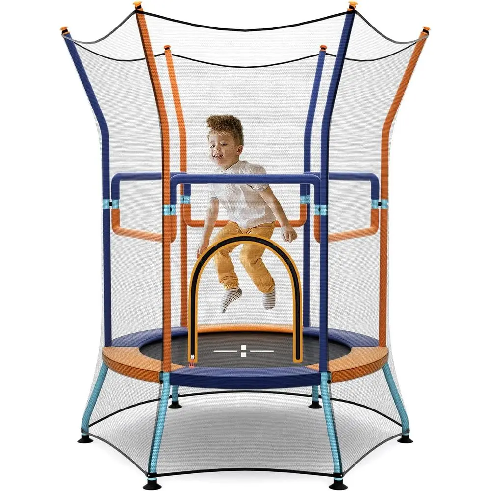 Kindersicheres Mini-Trampolin mit Sicherheitsnetz, Schaumstoffgriffen und Nahtdesign für drinnen/draußen