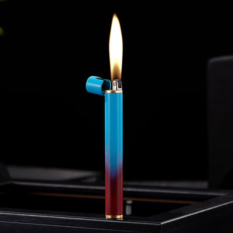 

New Mini Pillar Cigarette Grinding Wheel Open Flame Lighter Inflatable Metal Men's Smoking Cigarette Lighter Smoke Accessories