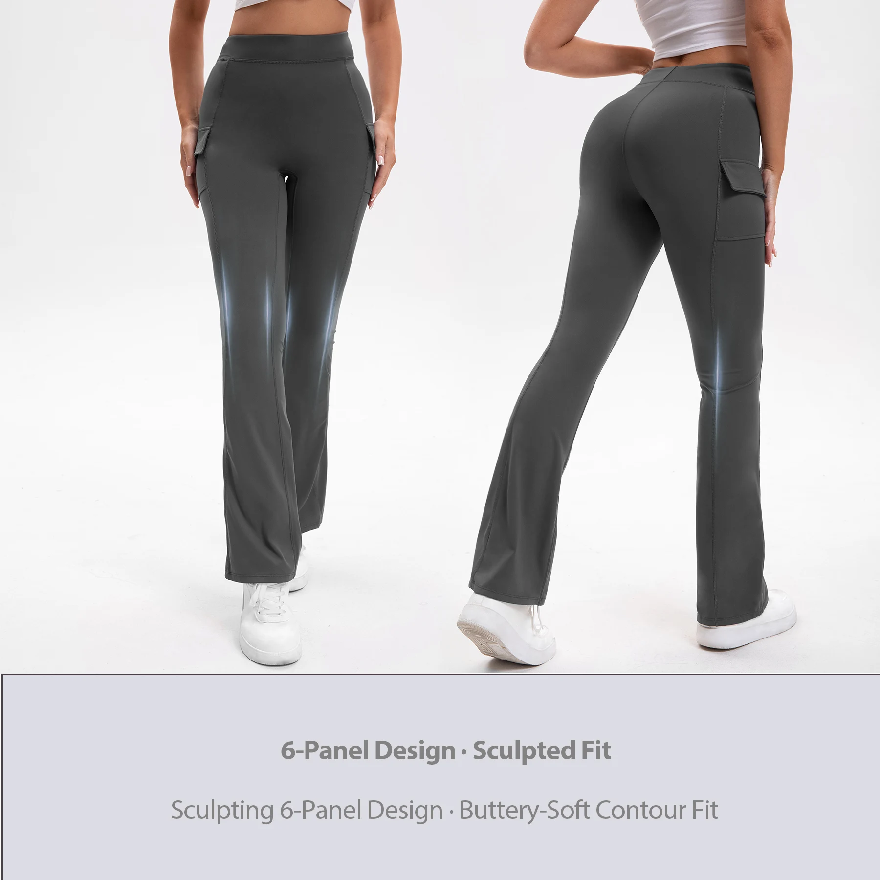 Side Pocket Flared Pants: High Waist Stretch Bootcut Trousers, Breathable Wide Leg Bottoms for Women - Daily Chic Comfort