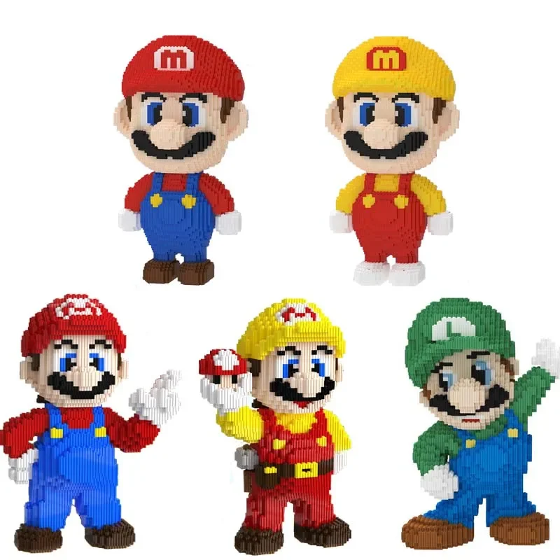 Super Mario Bros Micro Building Blocks Luigi Yoshi 50/100cm 3D Model DIY Puzzle Magic Mini Bricks Figure Toys For Christmas Gift