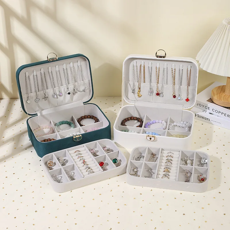 New high-grade exquisite lock multi-layer jewelry box anti-oxidation gold jewelry box earrings necklace storage box