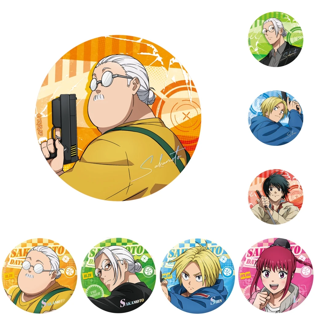 

58mm Anime Taro SAKAMOTO DAYS Shin Asakura Nagumo Yoichi Shishiba Cosplay COSTUME Badge Pin SPTE Tinplate Brooch﻿ Prop Gilf