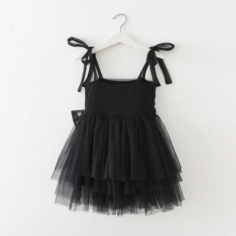 New 2024 Baby Girl Clothes Solid Color Cute Bow Tie Decoration Sling Lolita Baby Girl Dress Birthday Princess Puffy Dresses