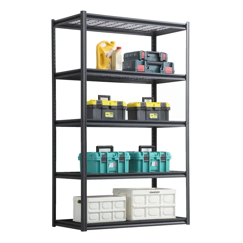 

5-Tier Heavy-Duty Metal Storage Shelves, Easy to Assemble & Adjustable Shelves for Basement, Garage, Kitchen, 78"H x 47.2"W x