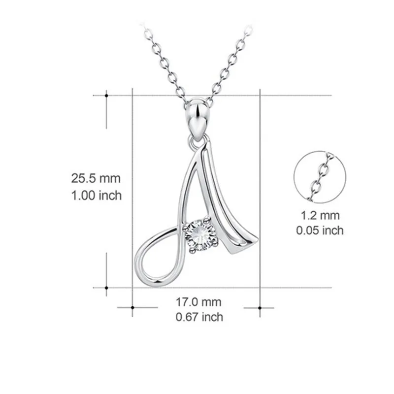 Initial Necklace 925 Sterling Silver Artistic Letter Pendant 26 Alphabet Necklace for Women