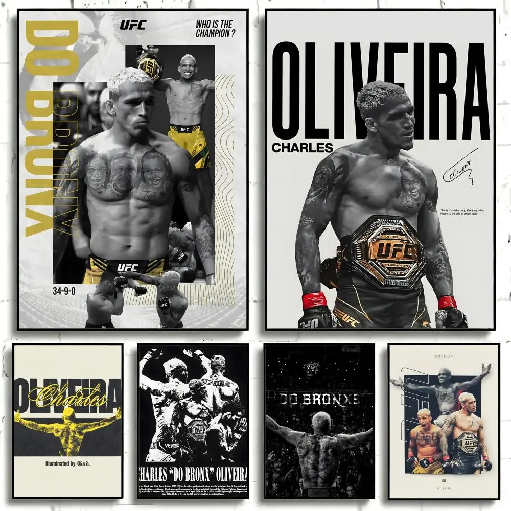 Athlete Charles Oliveira Poster Self-adhesive Art Waterproof Paper Sticker Coffee House Bar Room Wall Decor