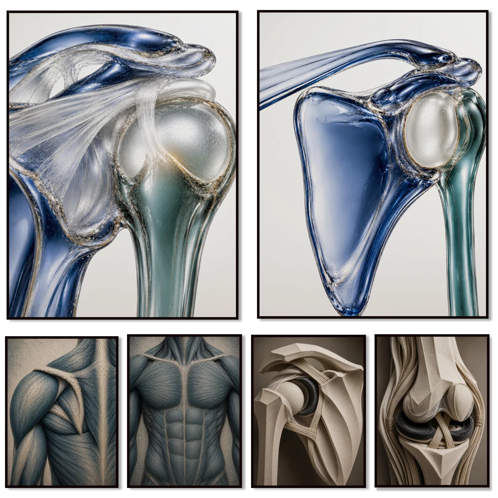 Back and chest muscle anatomy, knee, hip, shoulder, and hip joint muscular system physiotherapy orthopedic clinic poster