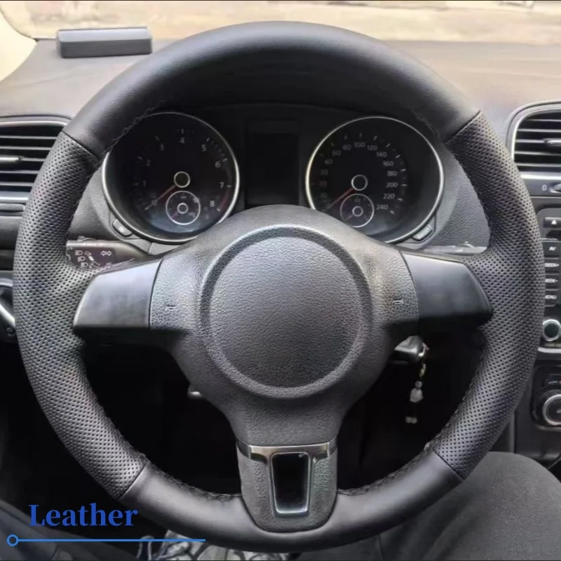 

Customizable Handmade Anti-slip Wear-resistant Genuine Leather Steering Wheel Cover For Volkswagen Golf 6 Mk6 Polo MK5 2010-2013