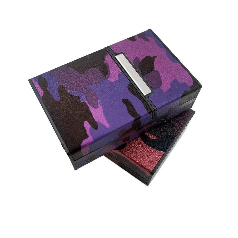 4 Colors Fashion Camouflage Leather Cigarette Box for Men Woman Smoking Accessories Button Design