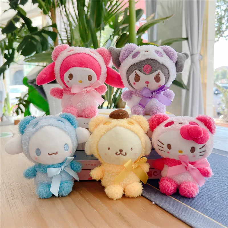 

12 см Sanrio Kuromi Hello Kitty My Melody Cinnamoroll, мягкий брелок для ключей, плюшевая кукла, брелки, подвеска, игрушки для девочек и детей, рождественский подарок