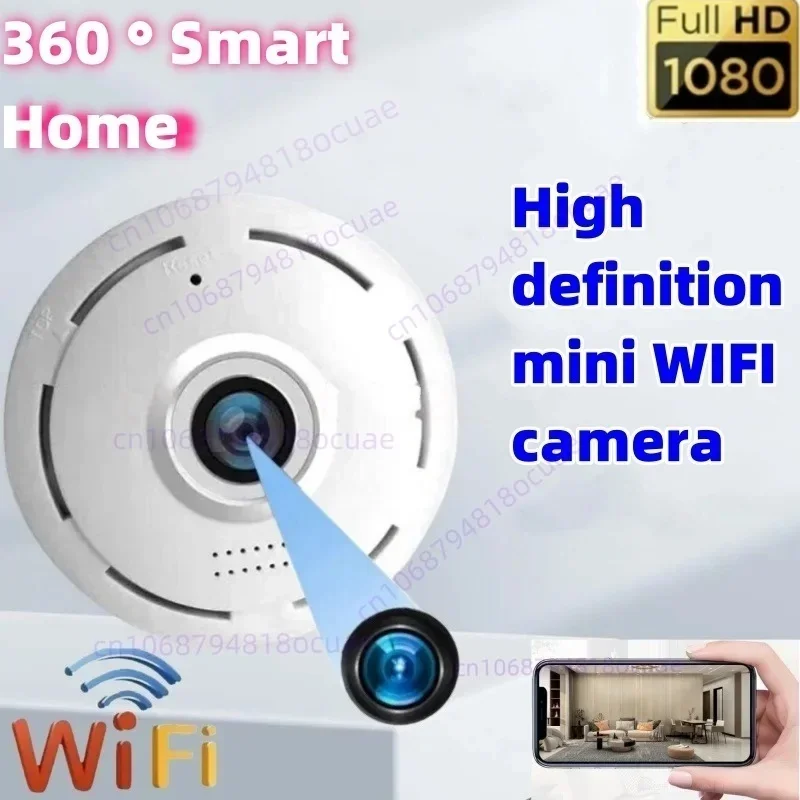 Minicámara inteligente para el hogar, dispositivo con bombilla HD de 360 °, WIFI, control remoto por voz, visión nocturna, Monitor de vídeo para el hogar