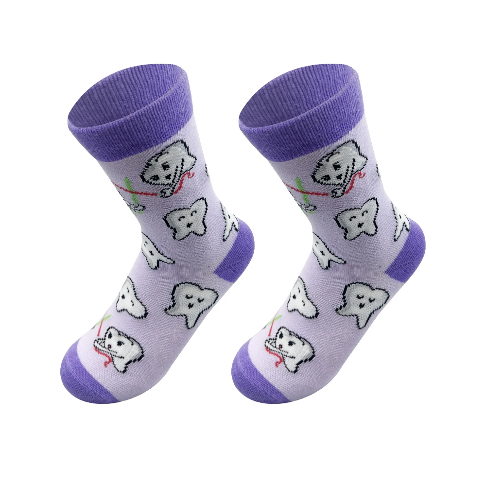 1Pair Dental Teeth shape Sock Fashion Cotton Socks Spring Summer Breathable Stockings Tooth Pattern Socks Dentistry Gifts