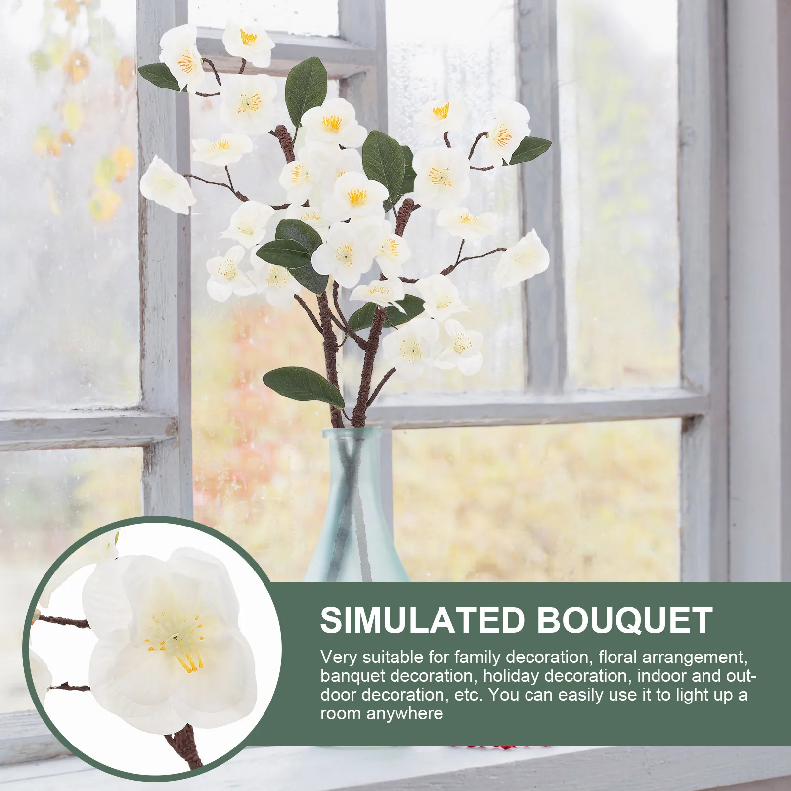 

2 Pcs Simulated Peach Blossom Arrangement Faux Flowers Artificial Branches Plant Decorations Foam for Vase