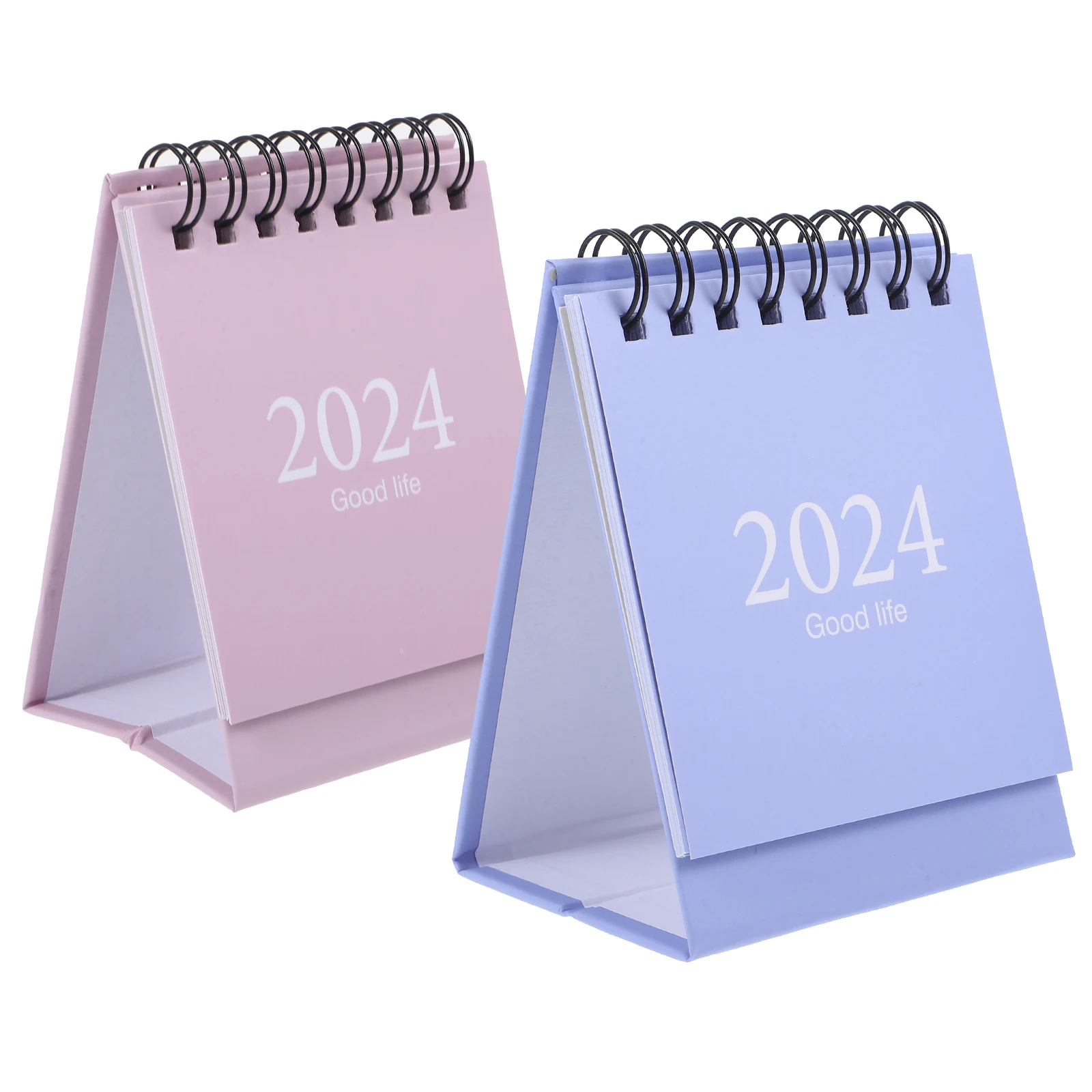 

2pcs Desk Calendar 2024 Simple Style Small Desktop Flip Monthly Memo Thick Paper Coil Practical Modern Design Suitable