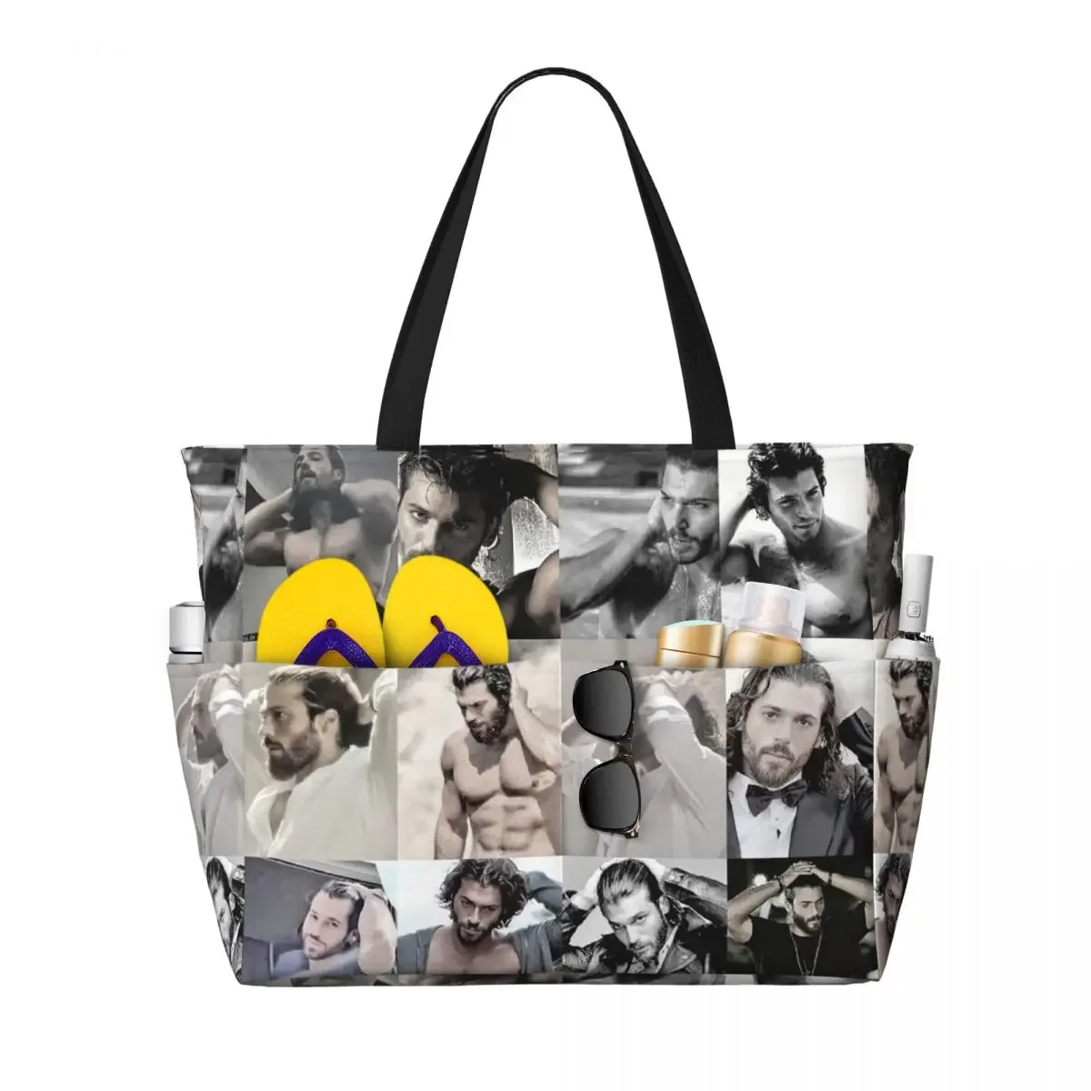 Actor Can Yaman Photo Beach Tote Bag Sport Gym Yoga Duffle Large Tote Bag Women Travel Bag Fitness bag