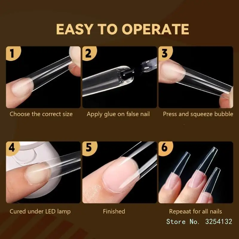 1 Box Press On Nails Full Cover on Nails Clear False Nails Tip for Women