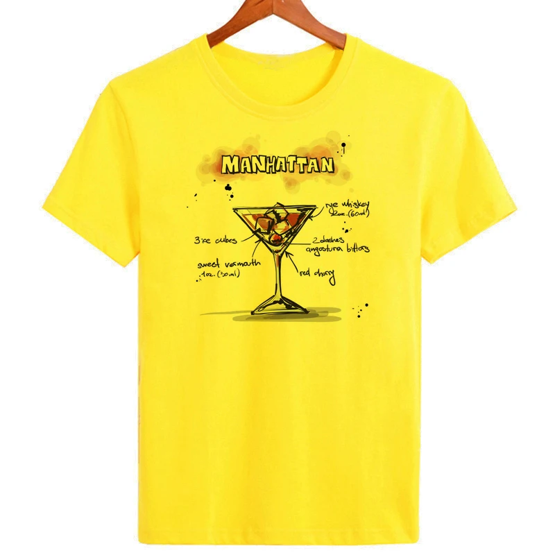 Wine glass printing T-shirt Original Brand Men's Short Sleeve Tops Tees Casual Comfortable Oversized Shirt