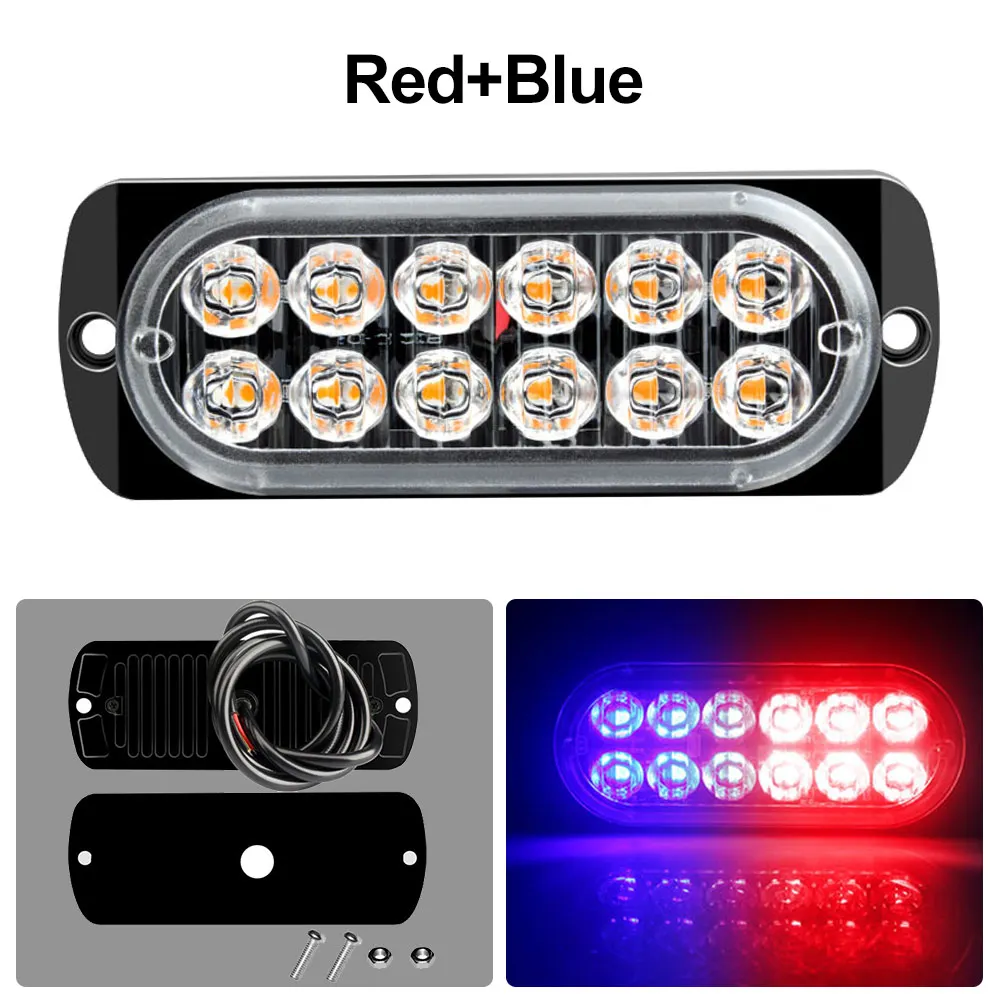 

12V-24V Car Strobe Light Police Lights Red/Blue Yellow/White Signal Lamps Flash Dash Emergency Flashing Windshield Warning Light