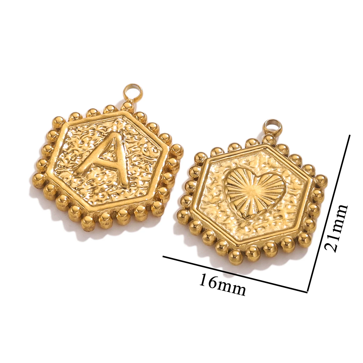 5PCS No Fade Stainless Steel 18K PVD Gold Plated  Textural Letters Charms Pendants Earrings Connectors for DIY Jewelry Making