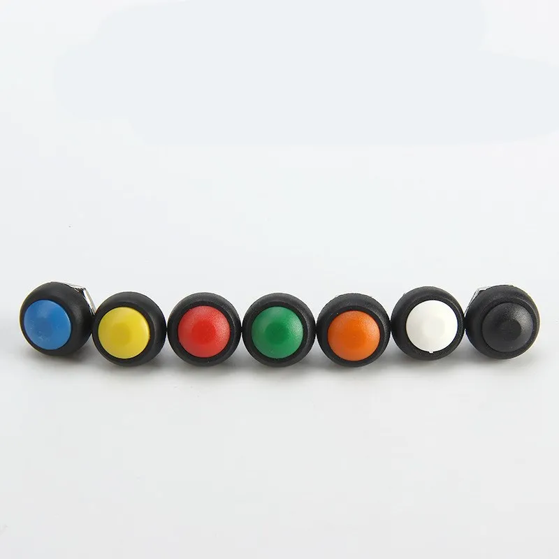 10 Pcs/lot PBS33B Small PBS-33B Circular Reset Horn Button Switch 12mm Red Yellow Green White Black Blue 3A 250V