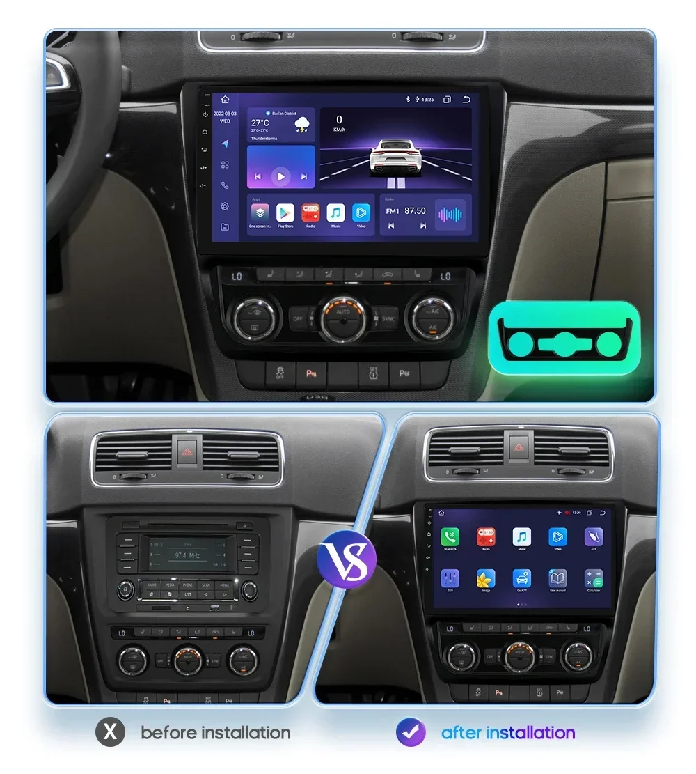 Hizpo AI Voice Car Radio Android Auto For SKODA Yeti 5L 2009- 2014 Multimedia Player Carplay 4G 2din GPS Autoradio Head Unit DSP