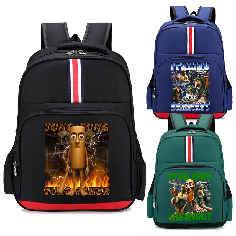 

Tung Tung Tung Sahur Backpack for Kids Anime Schoolbag Italian Brainrot Cartoon Knapsack Funny Meme Cute Book Bag Children Gifts