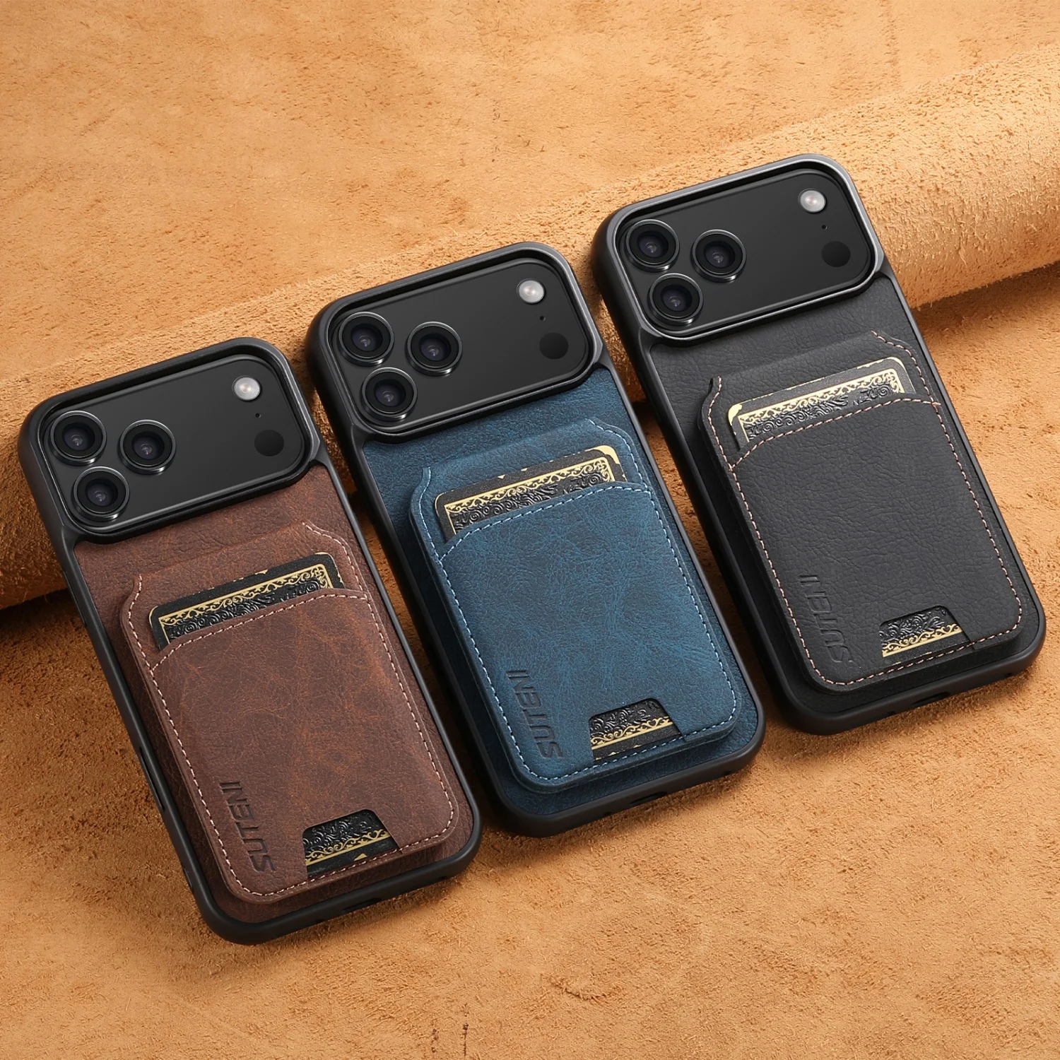 

For iPhone 17 Air/16E/15/14/12/13/11/XS Promax Plus XR a fully covered TPU multi-card phone case anti-drop case leather cover