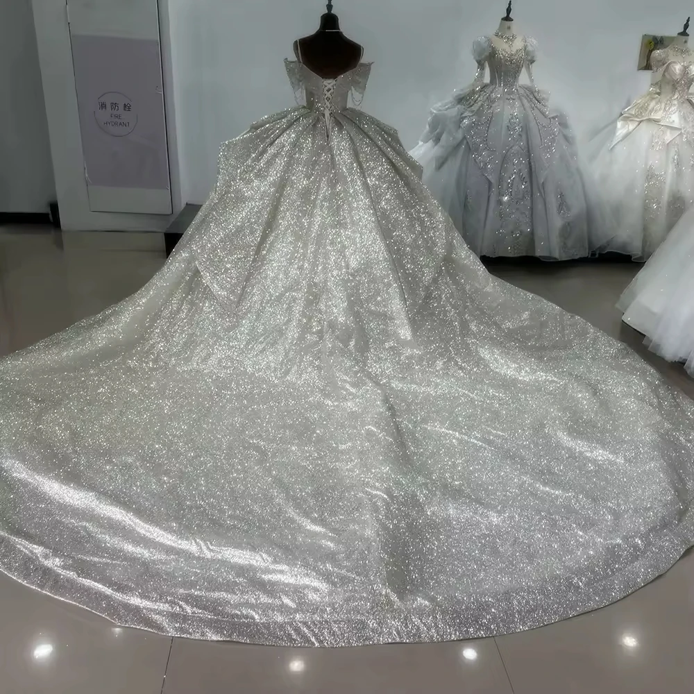 Vestidos Para Boda Civil con hombros descubiertos, escote en forma de corazón con cordones en la espalda, vestido de Novia de estrella personalizado, Vestidos de Novia de cristal con cuentas